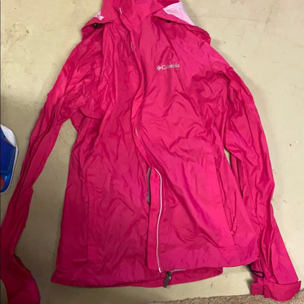 Columbia Brand Size Large Pink Raincoat w/ Hood